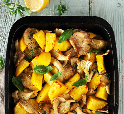 Μανιτάρια πλευρώτους με πατάτες στο φούρνο