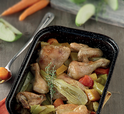 κοτοπουλο με λαχανικα στη γαστρα