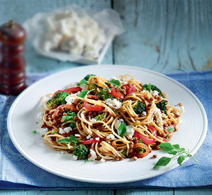 Σπαγκέτι ολικής άλεσης με φακές