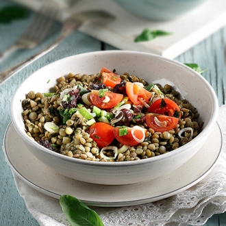 Φακές σαλάτα με ντοματίνια