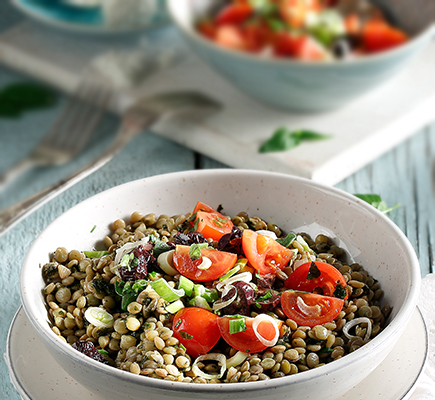 Φακές σαλάτα με ντοματίνια