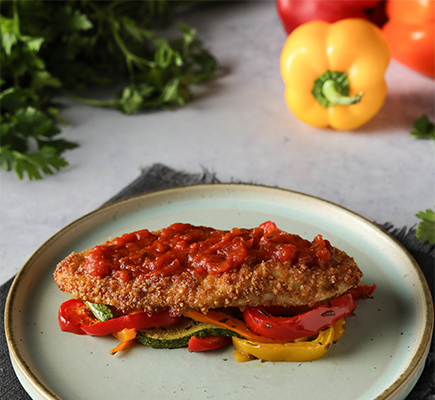 Ψητό κοτόπουλο με παρμεζάνα & λαχανικά στο φούρνο