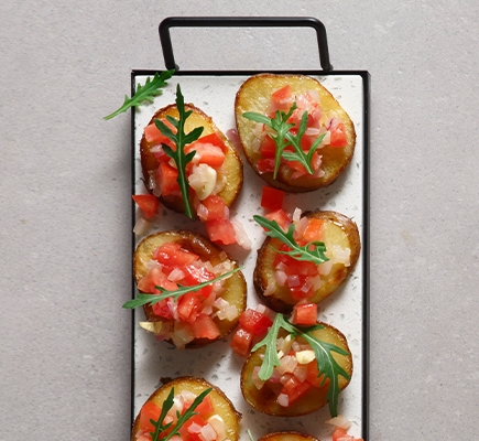 Μπρουσκέτες από πατάτα με ντομάτα