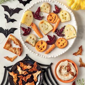 Ψητά λαχανικά Halloween με σπιτικά τσιπς