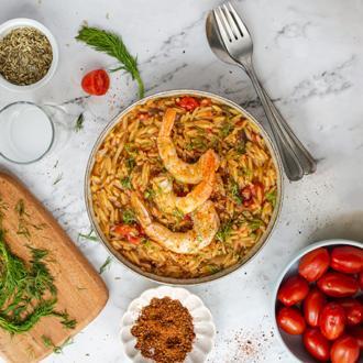 Κριθαρότο με γαρίδες, ούζο και μάραθο